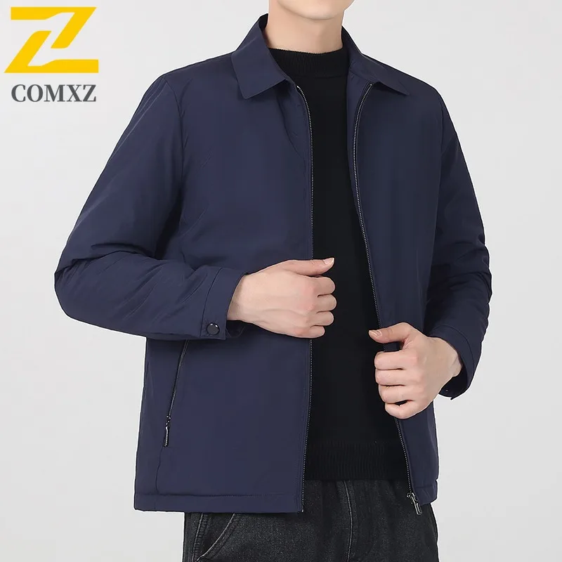 COMXZ Autumn Winter Men 90% White Duck Down Down Jacket Short Baseball Collar Fashion Casual Thermal waterproof windproof Coat