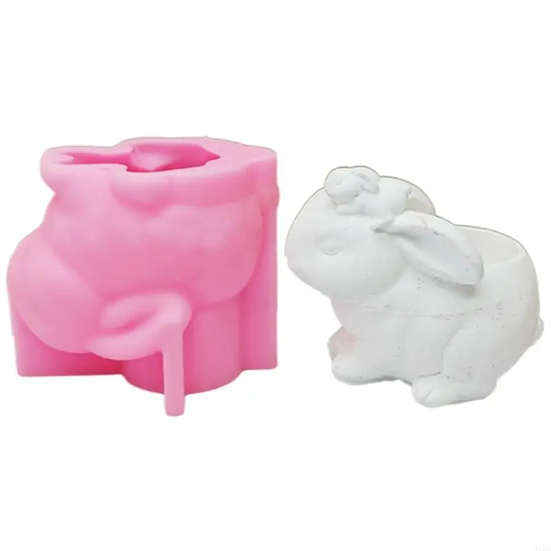 

N5KA Animal Silicone Mold Flower Pots Mould Rabbit Shaped Pen Holder Molds Ornament