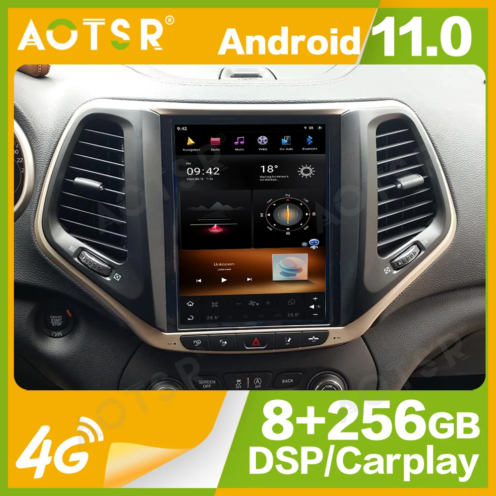 

10.4'' Qualcomm 8 core For Jeep Cherokee 2014-2018 Car Radio Multimedia Player Android 11 Auto GPS Navi Wireless Carplay Head