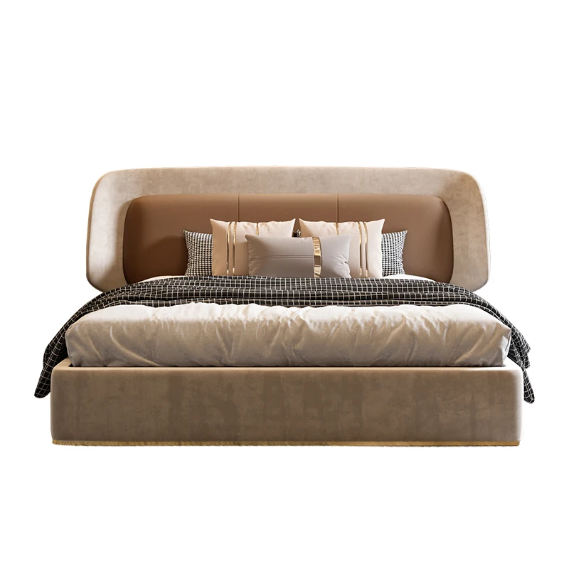 Italian Luxury Double Bed High-end Atmosphere Platform Luxury Double Bed Frames Wooden Modern Camas Queen Home Furniture
