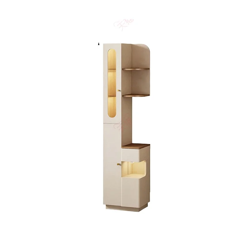 LMM cream wind bedside table bookshelf small apartment wall integrated locker