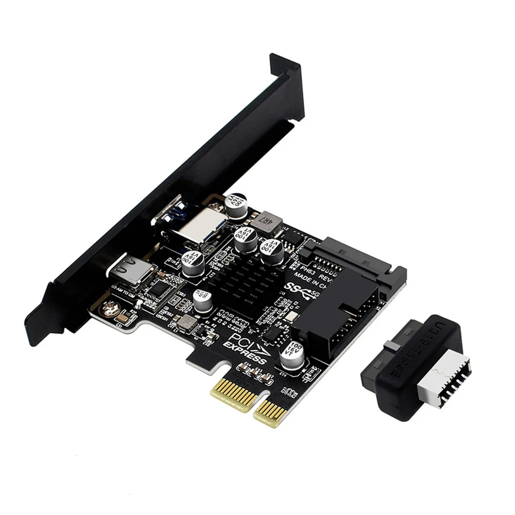 

PCIE to USB3.0 Expansion Card Port Adapting Tool Connection Converter Type-c 15pin Adapter Cards Desktop Accessories