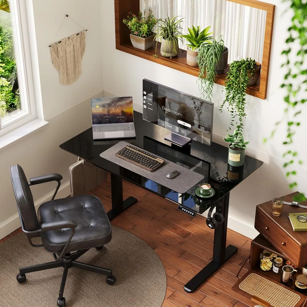 Adjustable Height Stand Up Desk, 48x24 Inch, Drawers Included, Quick Assembly, Black Home Office Computer Desk for Ergonomic Wor