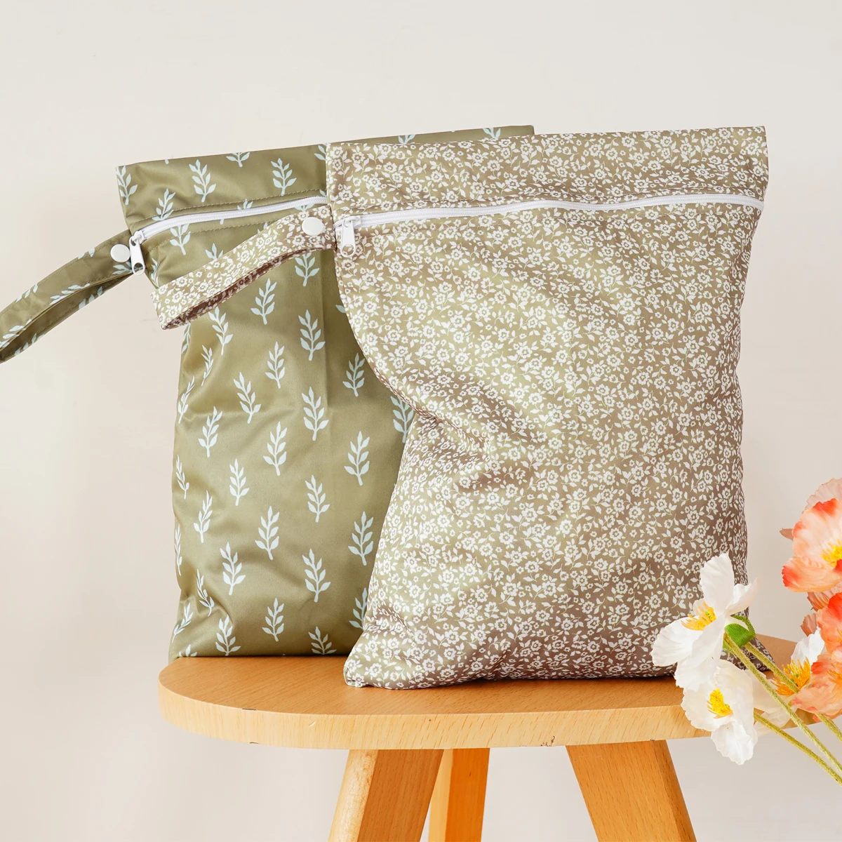 حقيبة HappyFlute الجافة الرطبة القابلة لإعادة الاستخدام، مقاومة للماء، مانعة للتسرب، سريعة الجفاف، تغيير الحفاضات، حقيبة مبللة للسفر، جديدة، مجموعتان من قطعتين، 26 × 36 سم #6