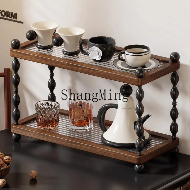 

ZYY solid wood coffee cup storage rack desktop water cup rack next to coffee machine cup drain rack