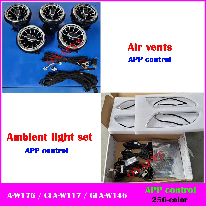 لبنز A W176 B W246 CLA 117 GLA 156 ل AMG MB Led ديكور الباب لوحة التوربينات الهواء تنفيس فوهة مصباح المحيطة مجموعة ضوء