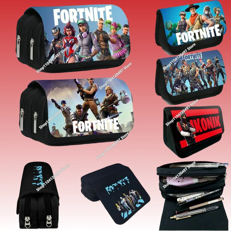 Fortnite Anime Pencil Bag School Supplies Game Peripheral Full Color Pu Pen Bag Student Cartoon Pen Case Pencil Cases Wallet