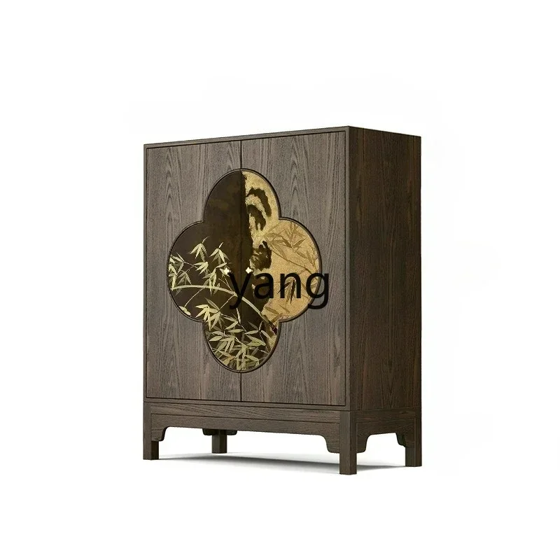 

LTT Chinese bamboo solid wood dining side cabinet tea room storage storage cabinet household wall side cabinet