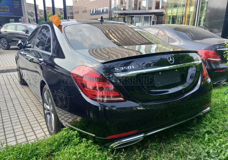 For Mercedes S-Class W222 4-Door Sedan 2014 + S350 S400 S450 S500 S600 Carbon Fiber Spoiler BOS Style Trunk Lip