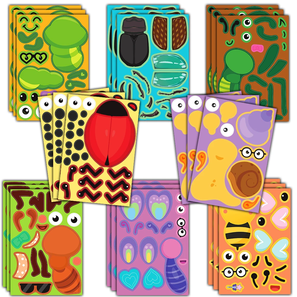 8 Stück Insekten-Collage-Aufkleber Nostalgie Laptop Kaffee Retro Scrapbook Cartoon Handy Coole Auto Gepäck Exquisite Graffiti-Aufkleber