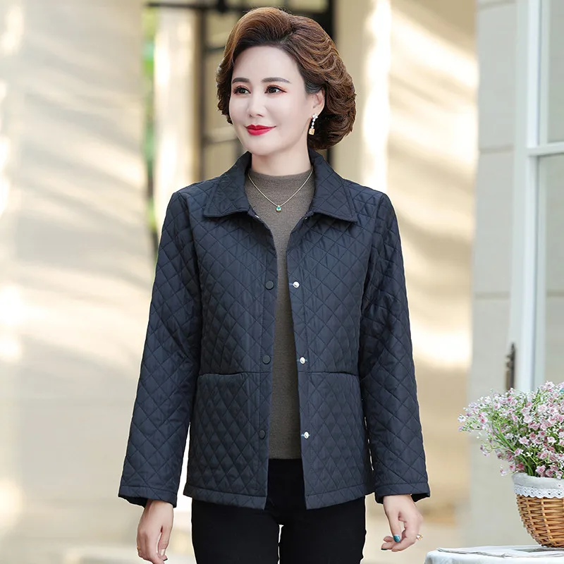 2022 Cotton-Padded Jacket Women Autumn Winter Coat Korean Long Sleeve Tops Single-Breasted Slim thin quilted Outerwear Female