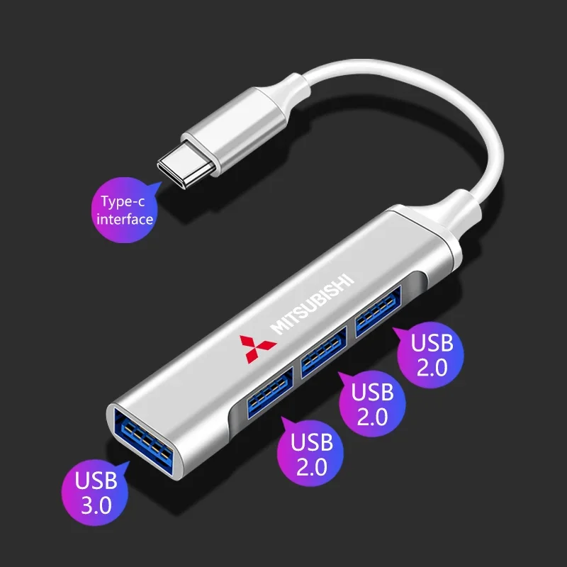 1 قطعة Type-C بدوره USB محول متعدد ميناء الموزع محور لميتسوبيشي باجيرو أوتلاندر XL مونتيرو لانسر تريتون l200 جالانت