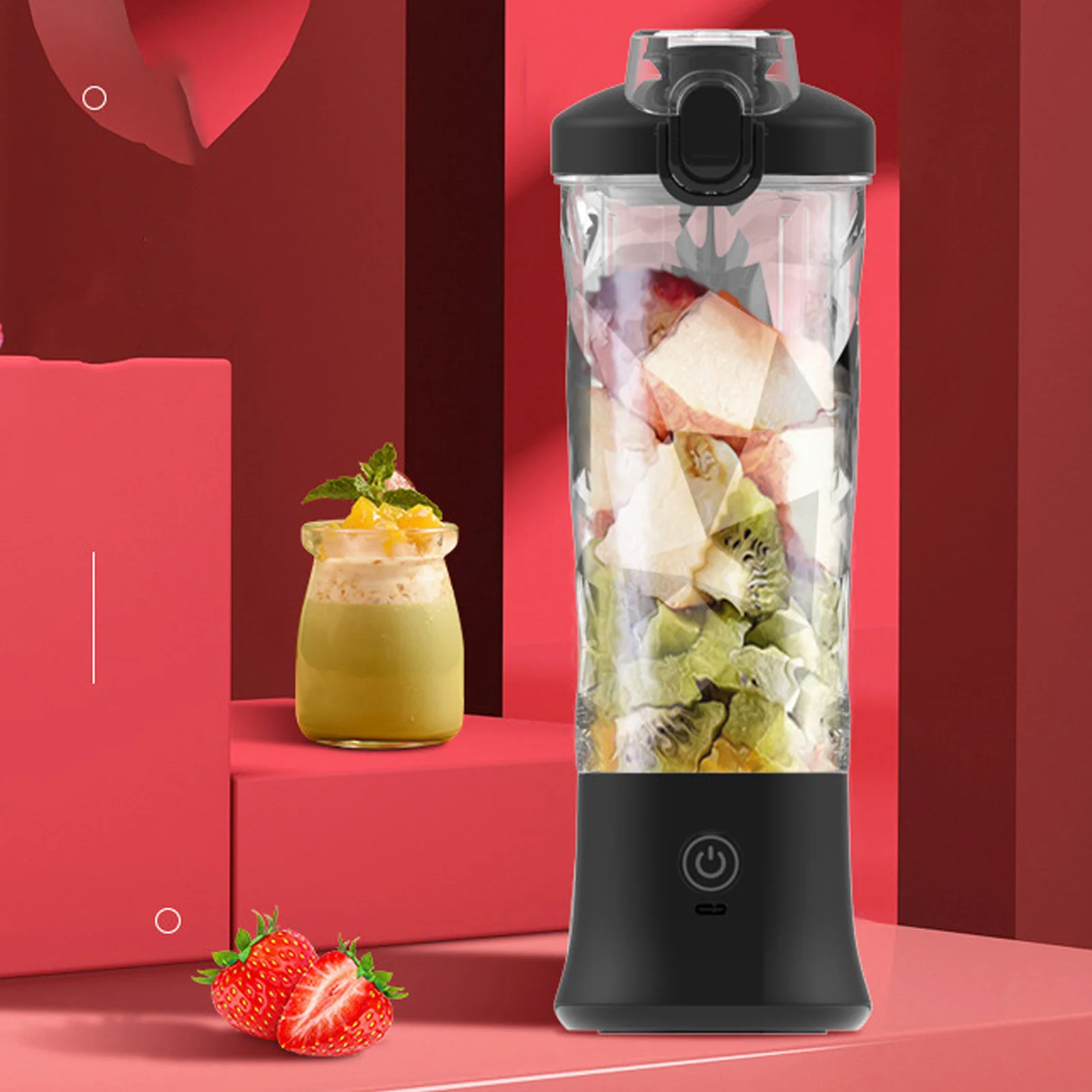 Portable Blender 600ml Large Capacity Versatile Rechargeable Shakes and Smoothie Blender Juicer Cup Machine for Home Outdoor