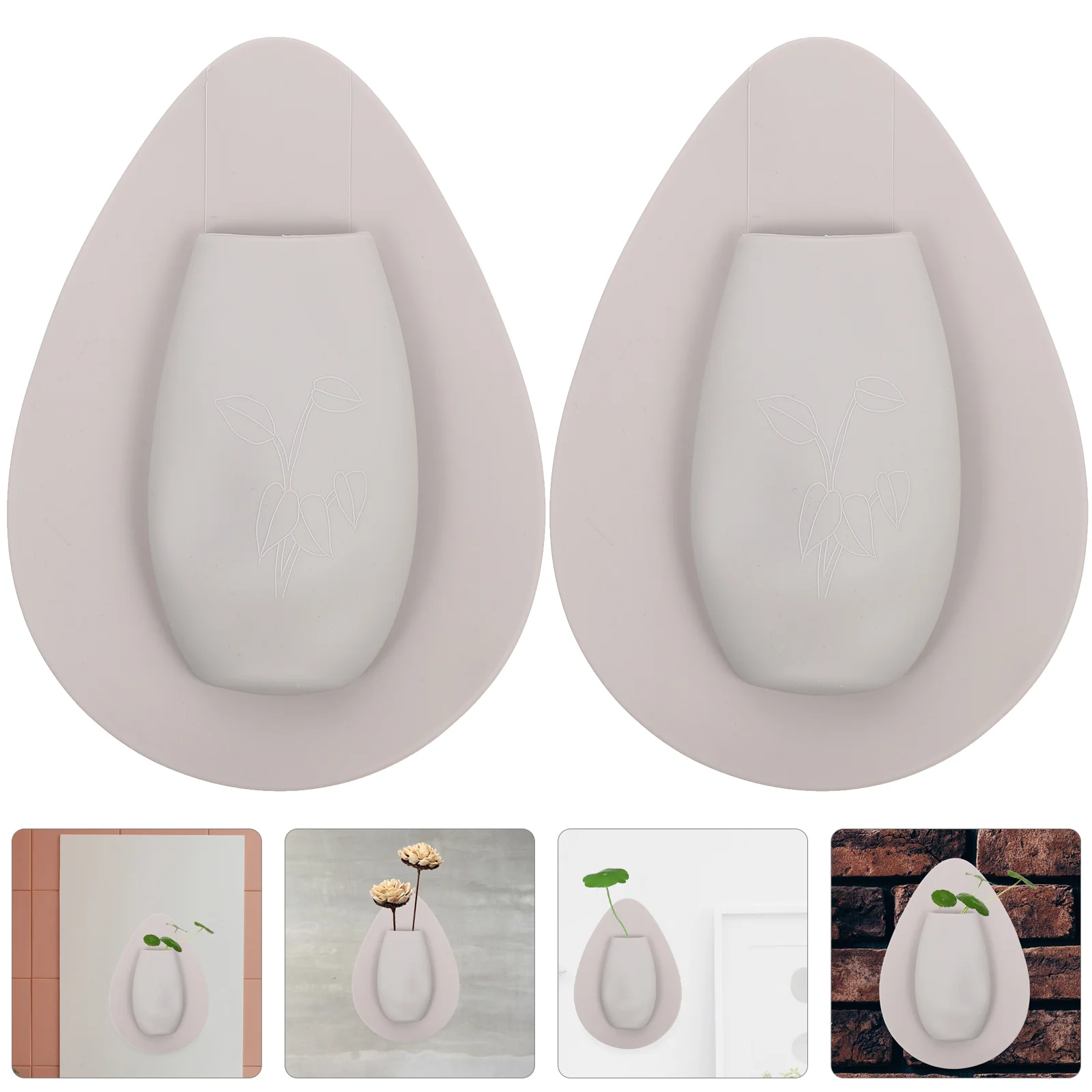 

2 Pcs Silicone Decorative Flower Household Wall Vase Removable Sticky Wall Vase Home Accessory Gift Idea