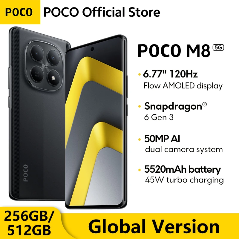 Global Version POCO M8 5G Smartphone 256GB 512GB Snapdragon® 6 Gen