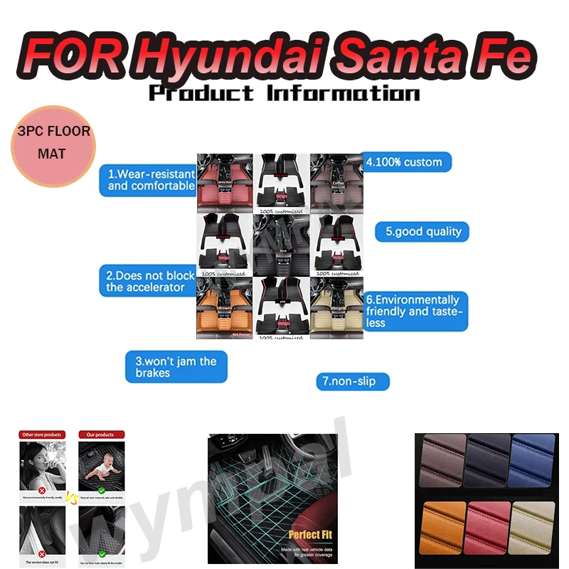 

LUXURY Car Floor Mats For Hyundai Santa Fe TM 2013 2014 2015 2016 2017 2018 5seat Waterproof Pads