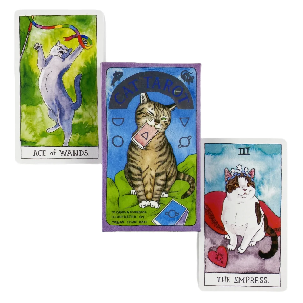 Cartas de Tarot de gato bonito, baraja A 78, oráculo, visión en inglés, edición de adivinación, juegos de Borad