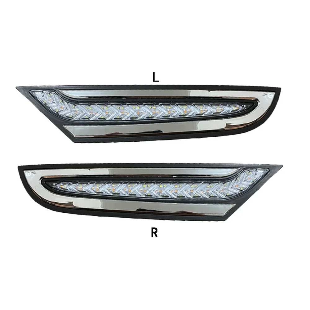 ATVOV 2Pcs 24V LED DRL Daytime Running Light For Mercedes Actros MP3 Truck Dynamic Sequential Turn Signal Bumper Fog Lamp