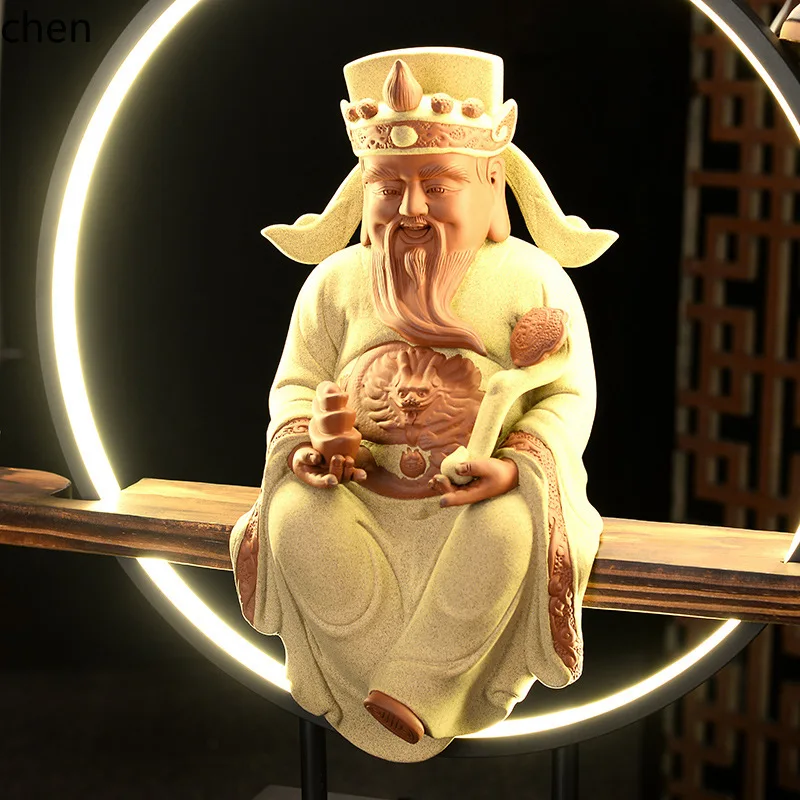 Cz1 zen large ornaments entrance hall living room office god of wealth buddha statue ceramic creative backflow incense ornaments