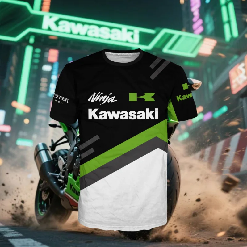 

New T Shirt Kawasaki Motorcycle Racing Team Extreme Outdoor Sports Short Sleeve Summer Quick Drying Men Cool T-shirts Clothing