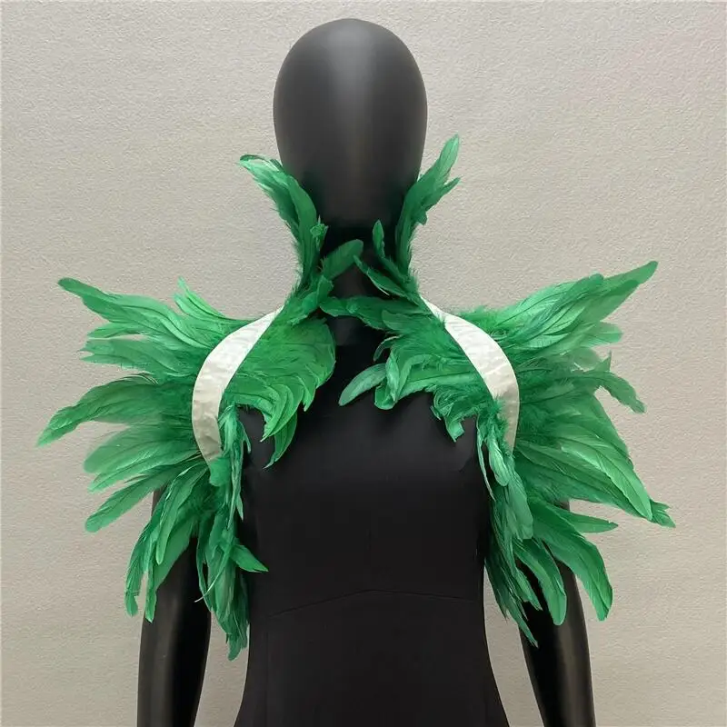 Gothic Frauen Schal natürliche Feder schwarz gefälschten Kragen Schal für Männer Frauen echte Feder Schal Halloween Party Cosplay – Detail 5