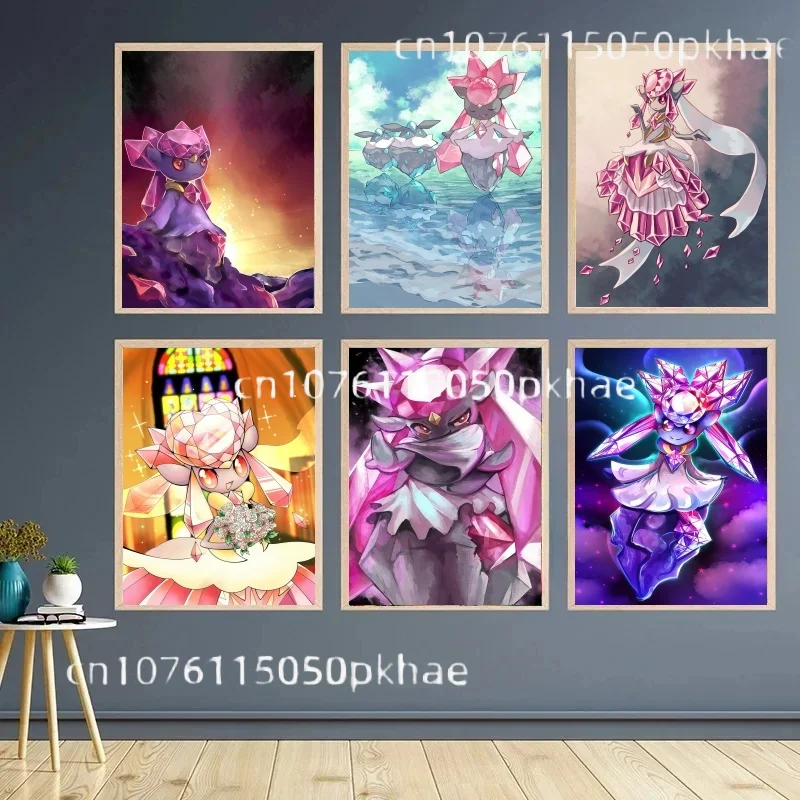 

Pokemon Diancie Anime Character Cute Princess Poster Canvas Painting Wall Art Prints Living Room Decor Posters Children Gift