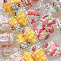 2pcs Hand-painted Acrylic Ice Cream Cone Beads Diy Handmade Bracelet Necklace Beaded Accessories