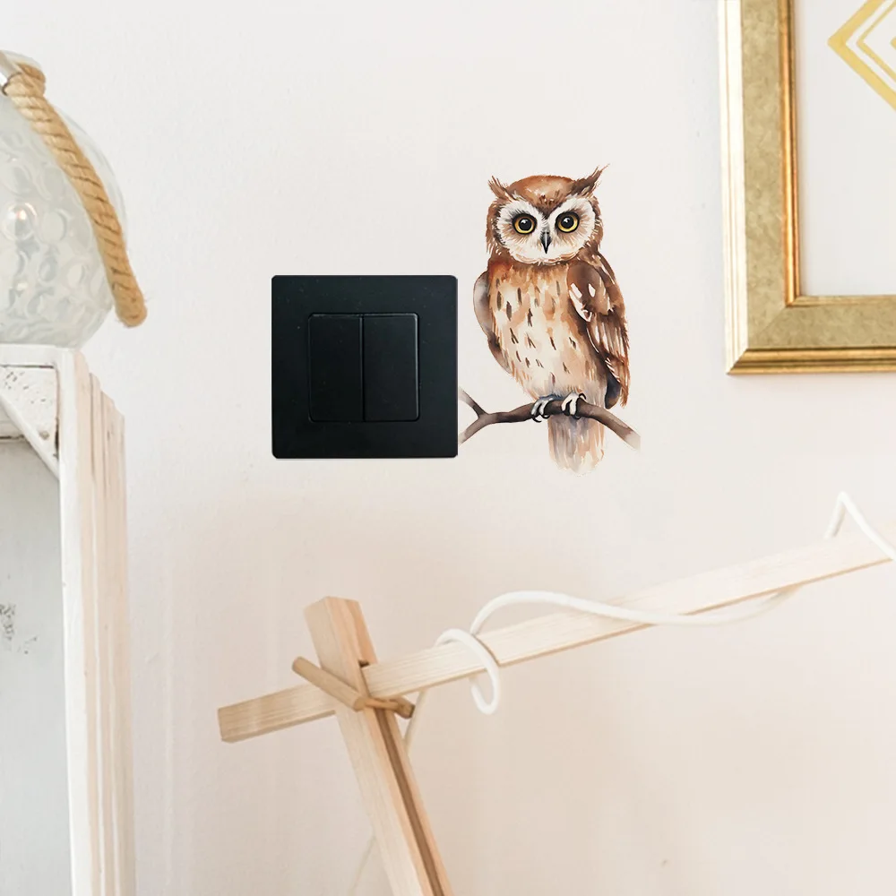 Cartoon Branch Owl Switch Sticker Living Room Switch Decoration Mural Bedroom Background Home Decor Self-adhesive Wall Decals