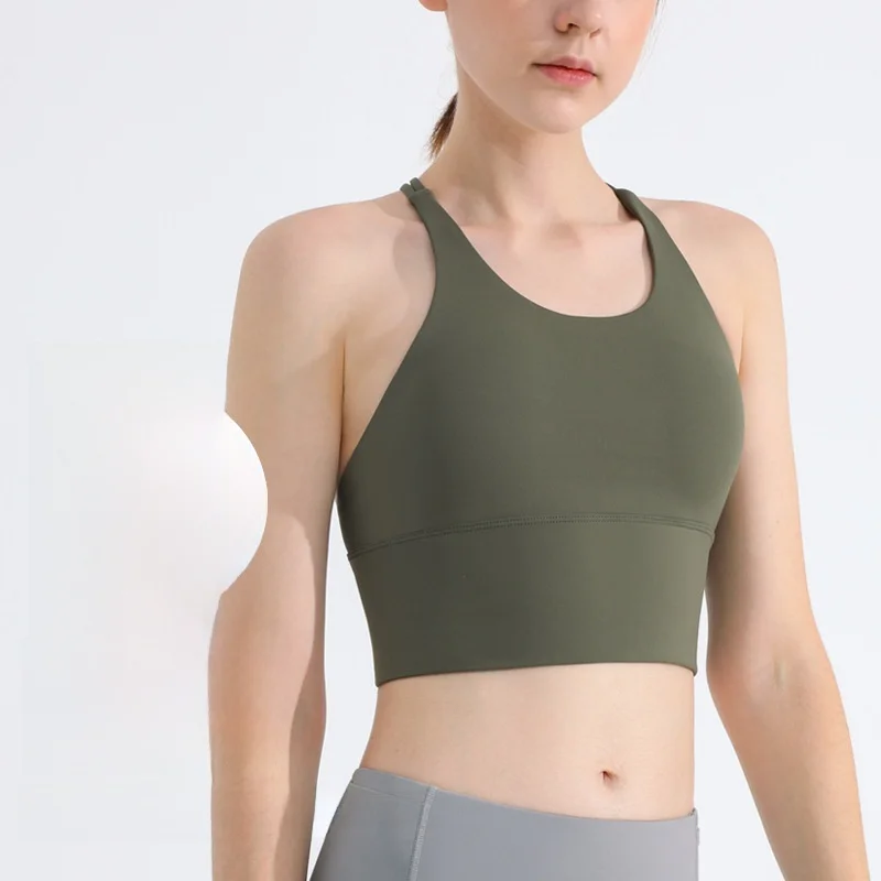 

Женский спортивный бюстгальтер высокой интенсивности, тонкие бретели, красивая спина, пуш-ап, жилет с лямкой на шее, верхняя одежда для йоги и фитнеса, противоударная