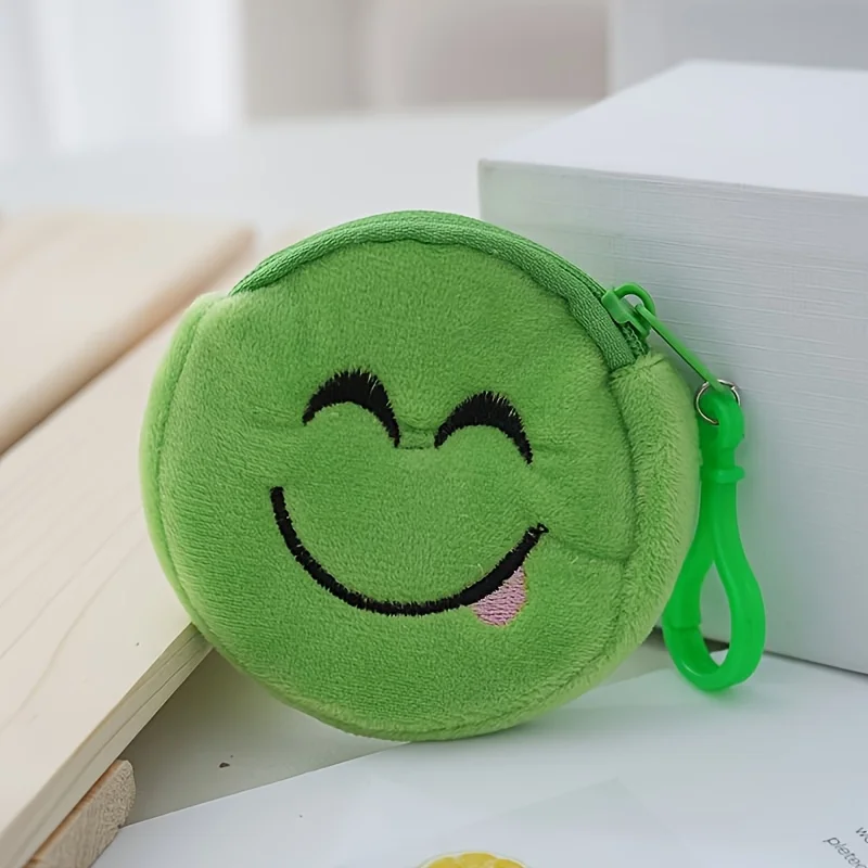 5pcs Cartoon Plush Coin Purses Various Expressions Coin Purse Ladies' Wallets Zippered Keychain Mini Purses For Daily Use view 5