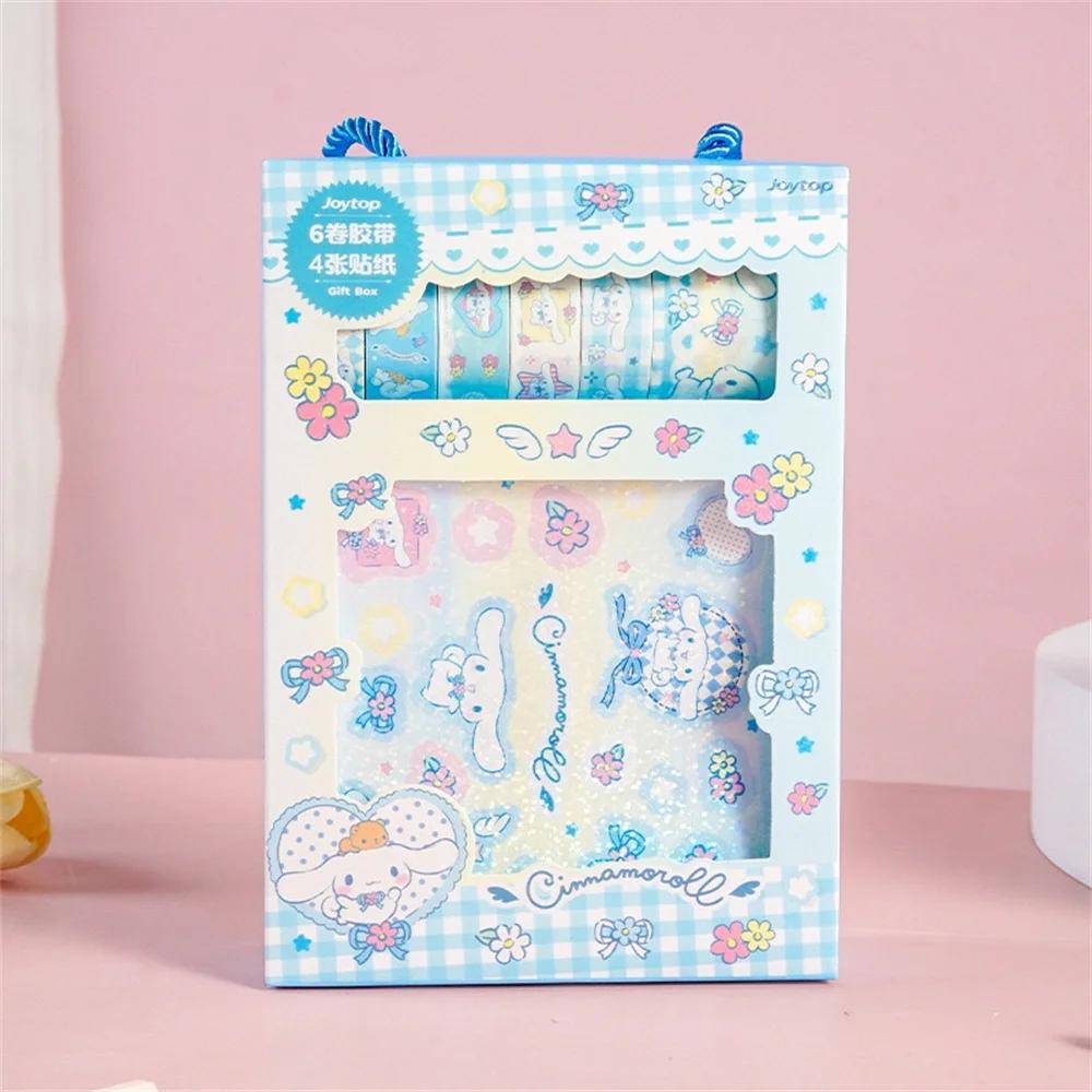 Sanrio Stickers Set Box Cute Cinnamoroll Kuromi My Melody Hand Acount Tape Stickers Decal Decoration DIY Stickers Kids Toys