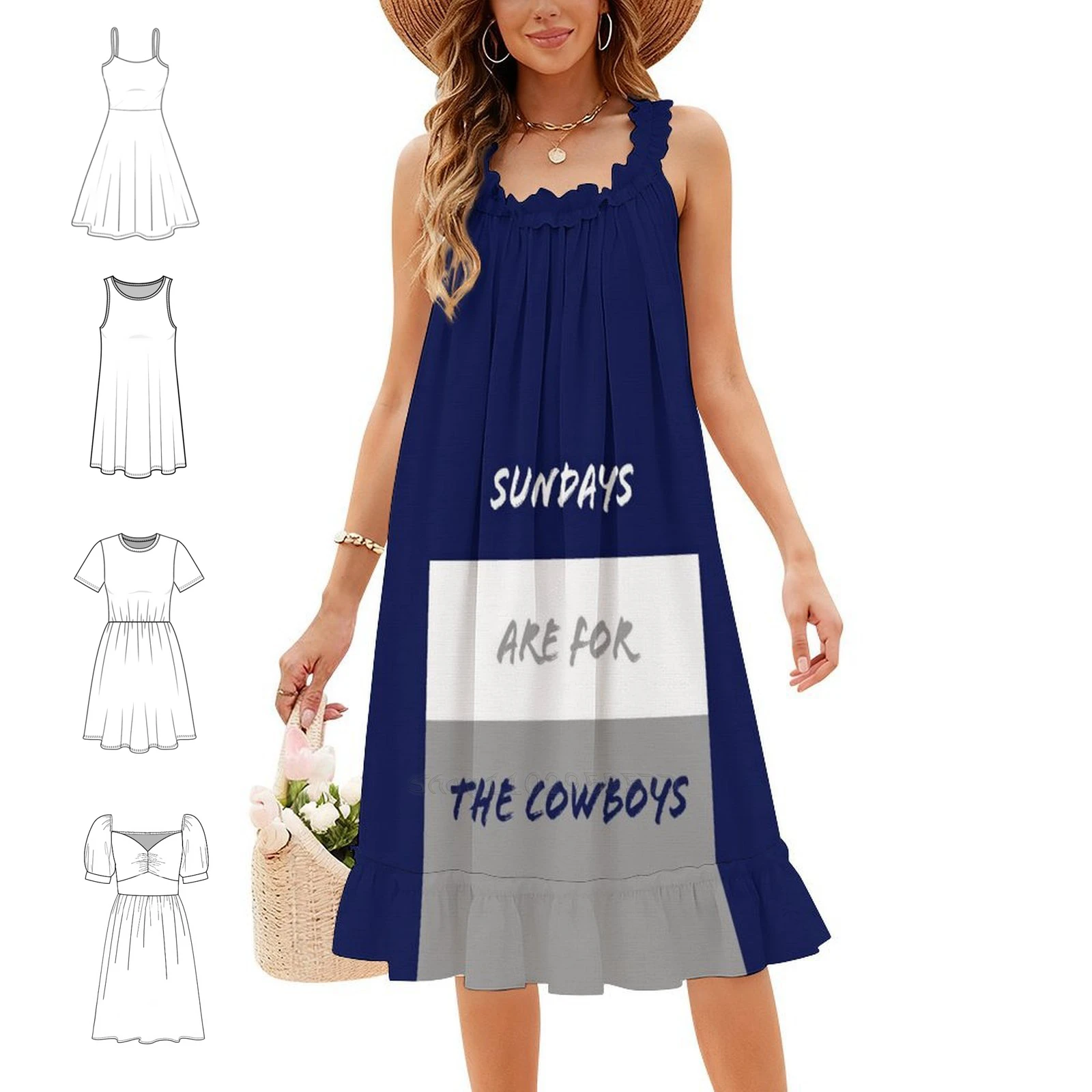 Sundays Are For The Cowboys Preppy Style Mini Dress For Women A-Line Loose Fit Casual Day Dress Sundays Sundays Are For Cowboys