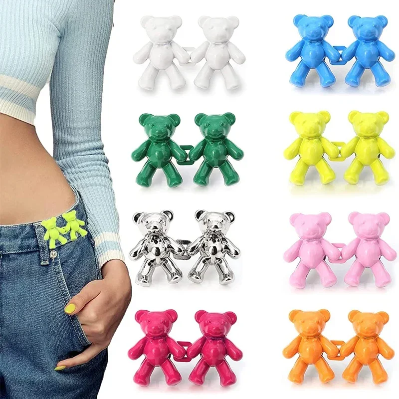

1-5 пар регулируемых удлинителей пуговиц в форме медведя без шитья, съемные сменные булавки для пояса для брюк
