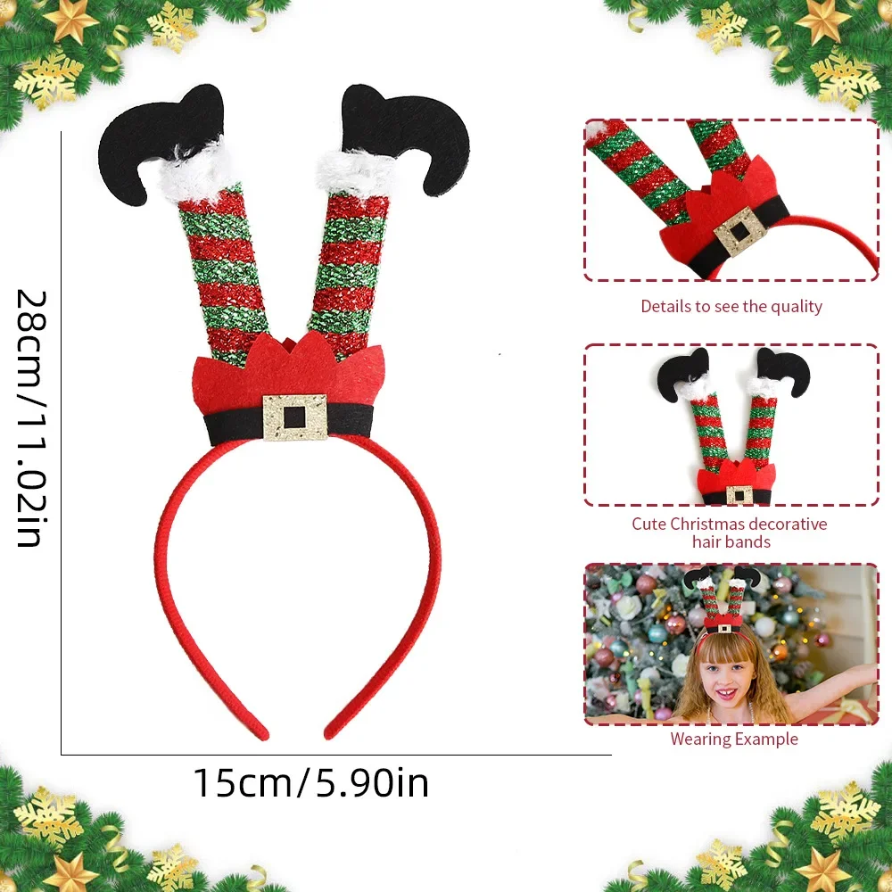 Christmas Headbands Funny Santa Claus Leg Hairband Xmas Kids Favor Gifts Head Band Merry Christmas Natal Navidad Party Decor