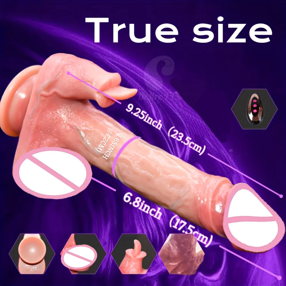 9 Inch Realistic Thrust Dildo Vibrator for Couples with 360° Swivel Heating Function Retractable Suction Cups Liquid Silicone G-Spot Anal Sex Toy for Male Female - view 4