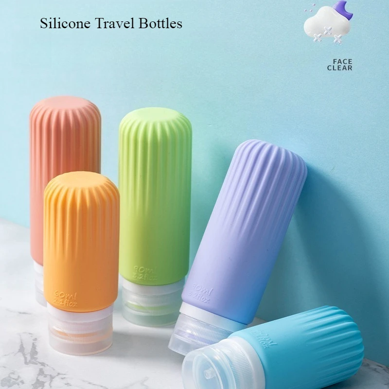 

3Pcs Waterproof Silicone Travel Bottles 60/90ml Leak Proof Refillable Cosmetic Containers Toiletries Accessories Storage Jar