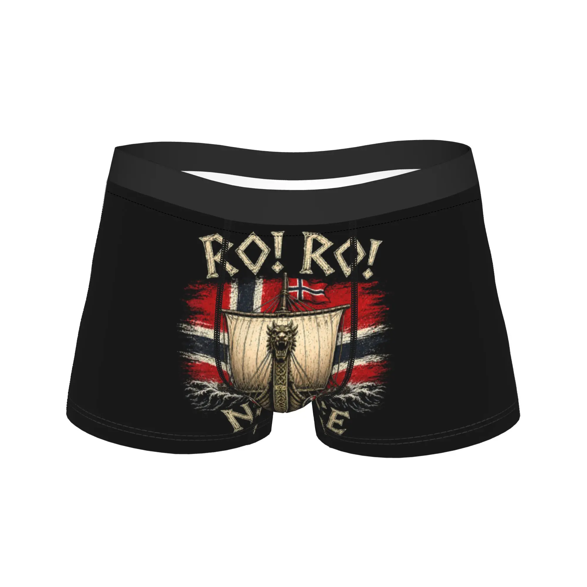 Ro! Ro! Norge Viking Longship Norway Flag Underwear Breathable Underpants Shorts Briefs For Men 3D Pouch Large Size Boxershorts