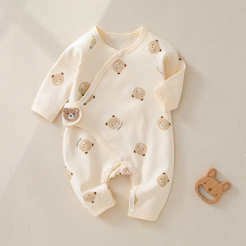 Newborn Romper for Boys Girl Cartoon Printed Jumpsuit Belly Protection Baby Clothes Spring Autumn 100% Cotton Infant Onesie 1-3M