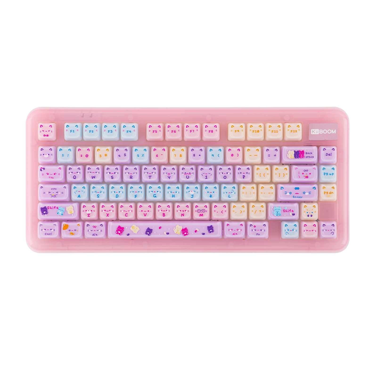 KiiBOOM Meow Pudding V2 Keycap Set MAO Profile 128 Keys Translucent UV Tech PC & MX-Compatible Keycaps for Mechanical Keyboards