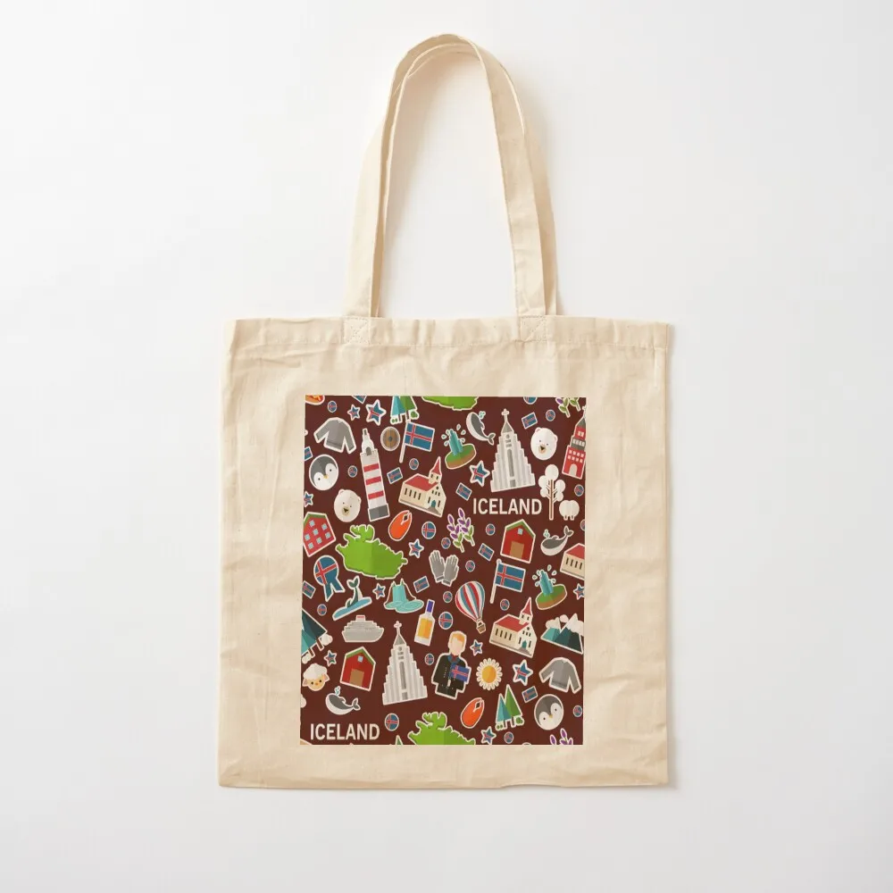 Iceland - Symbols and Landmarks Tote Bag shopper bag women Gift bag tote men's