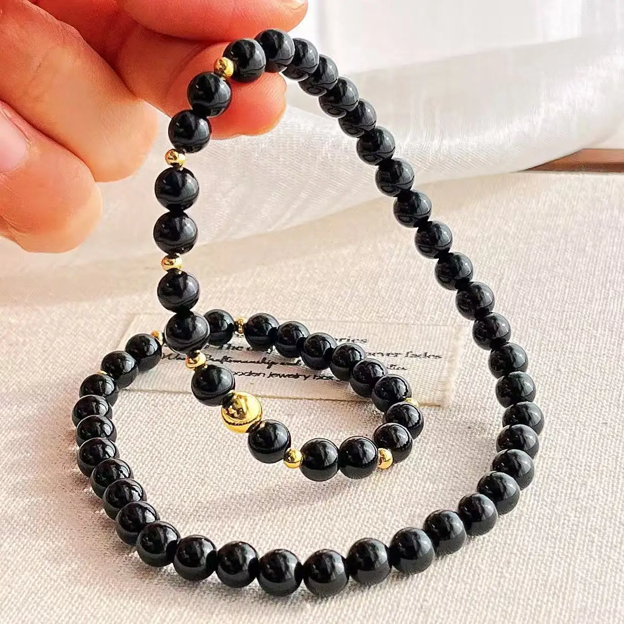 Natural High-quality Black Agate Double Circle Bracelet Style Grade Niche Senior Horse Year Birthday Hand String Hot Gifts