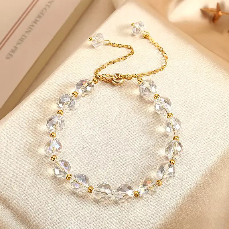 New Shiny Imitation Crystal Stone Beads Bracelet Women Elasticity Rope Woven Sweet Fashion Crystal Jewelry Bracelets