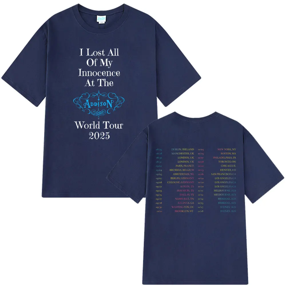 Singer Addison Rae 2025 Tour Merch Tshirt Men Women Short Sleeve Cotton Tee Summer Aesthetic Harajuku Casual T-shirts Streetwear
