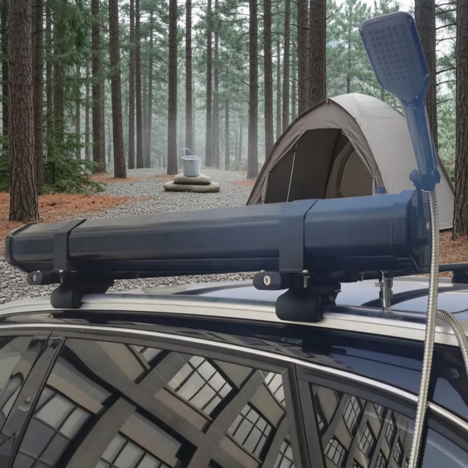 Roof-Mounted Water Tank with Shower Head Portable Car Shower with Water Tank Electricity-without Charge Compact for Campers view 4