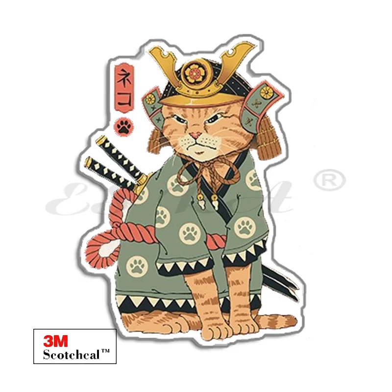 Japanese Samurai Cat Sticker Trend Waterproof Car Sticker Pegatinas Decal for Laptop Skateboard Window Decorate