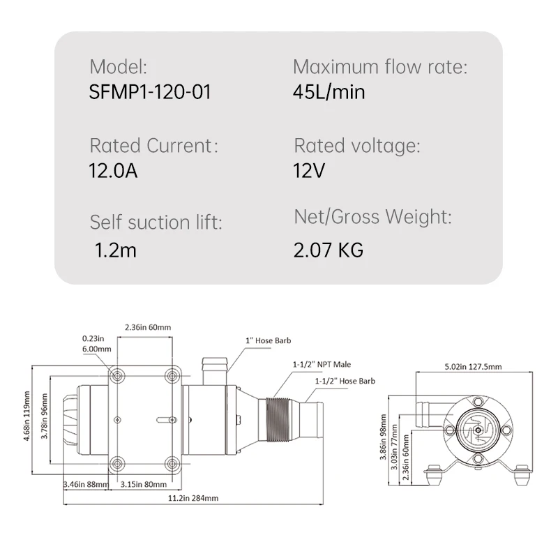 Seaflo boat water pump yacht narrow horizontal automatic bilge pump suction pump induction drainage DC 12V