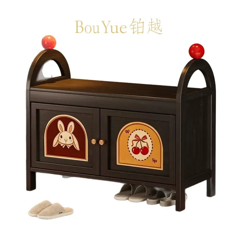Luxury Printed Shoe Changing Bench with Storage Locker Entryway Stool Organizer Modern Home Decor Furniture for Hallway