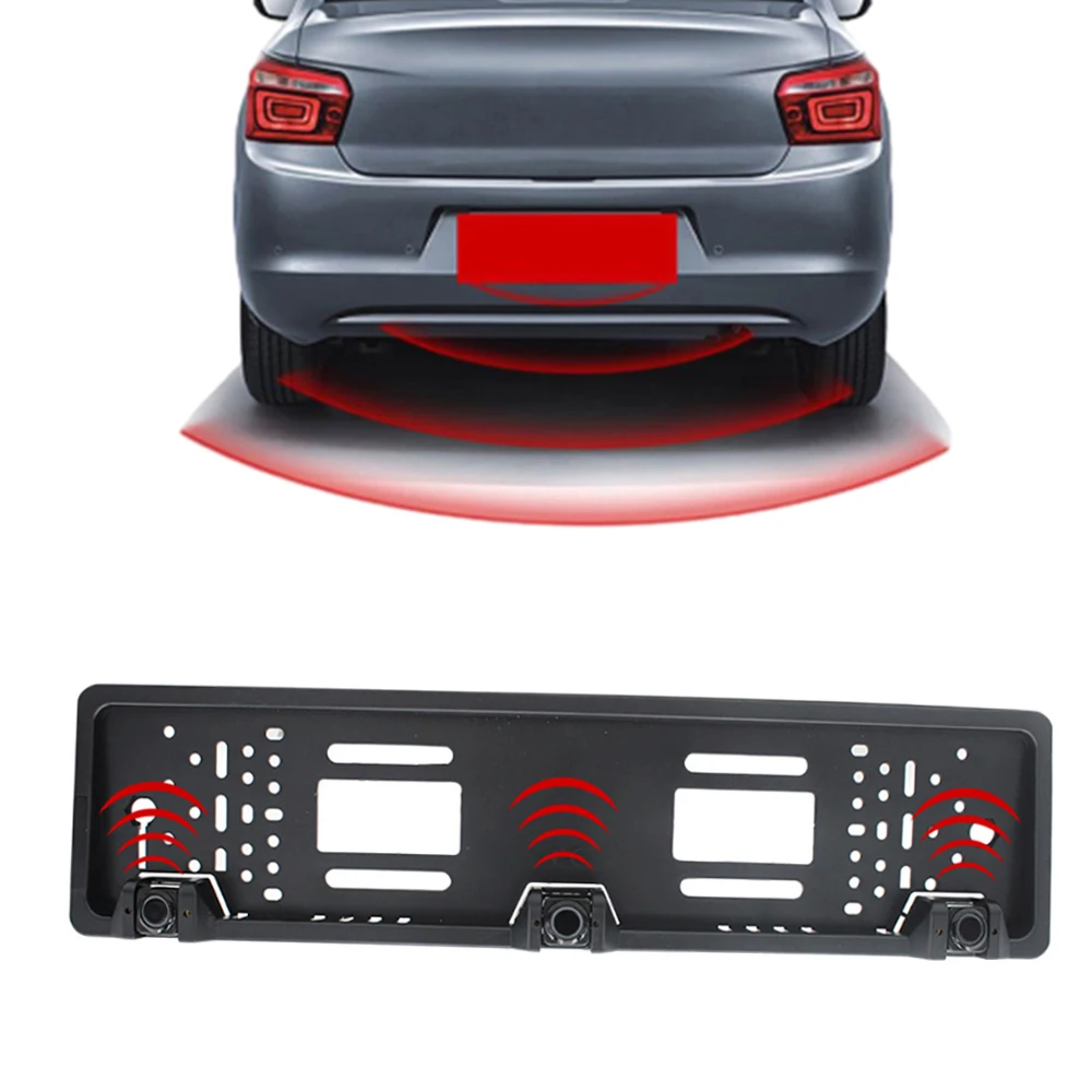 EU Europe Car License Plate Frame Car Parking Sensor Kit Auto Reverse Radar Sensor Buzzer 12V Driving Reversing