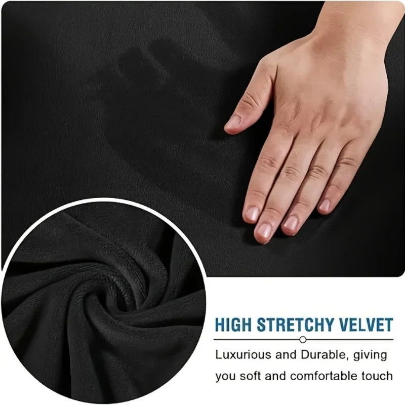 Soft Velvet Plush Stretch Computer Office Chair Cover with Armrest Cover Solid Color Removable Spandex Armchair Slipcover 2024