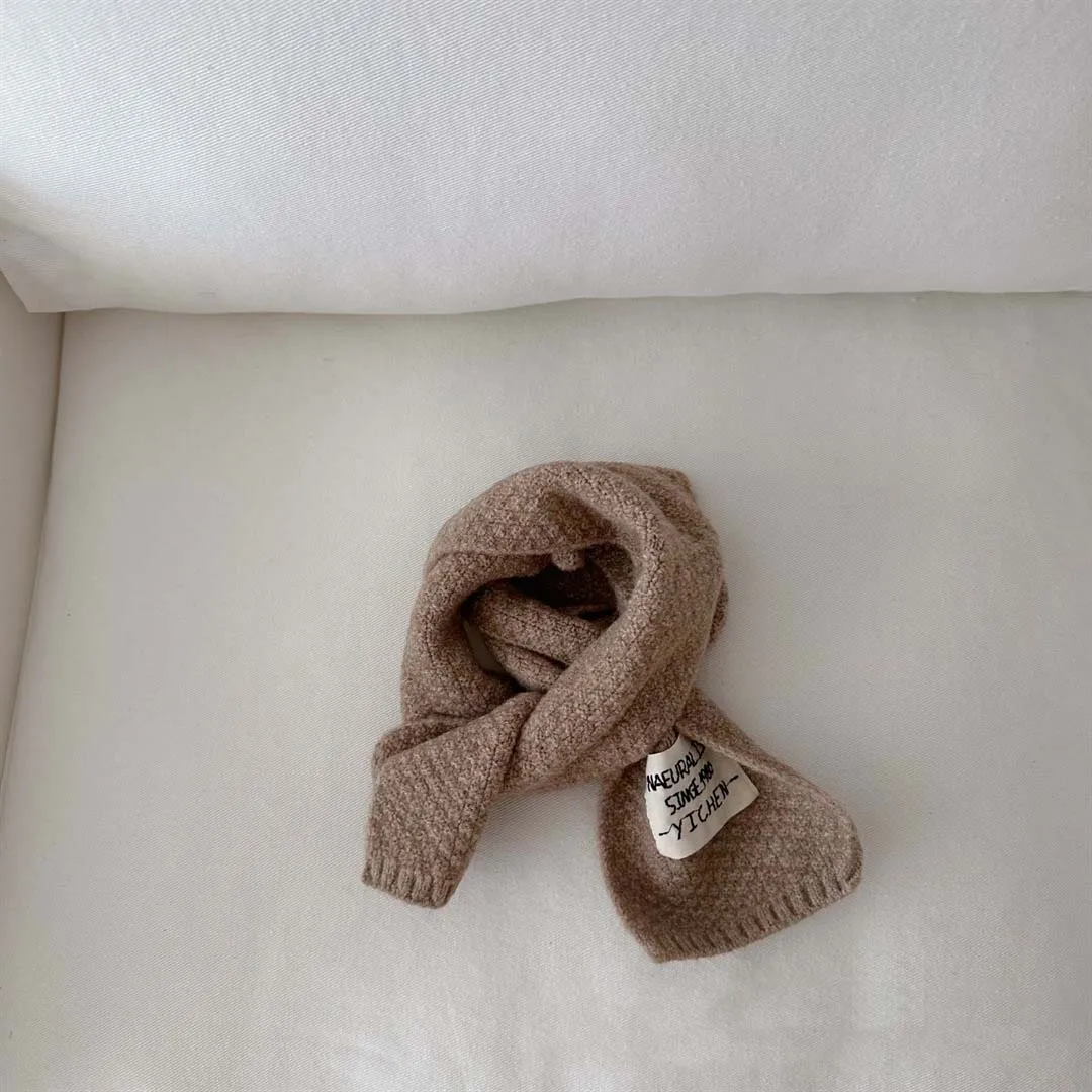 Fashion Kids Scarf With Label 2023 Children's Wool Knitted Scarves For Boys Girls' Winter Warmth Neck Protection Knitted Scarf